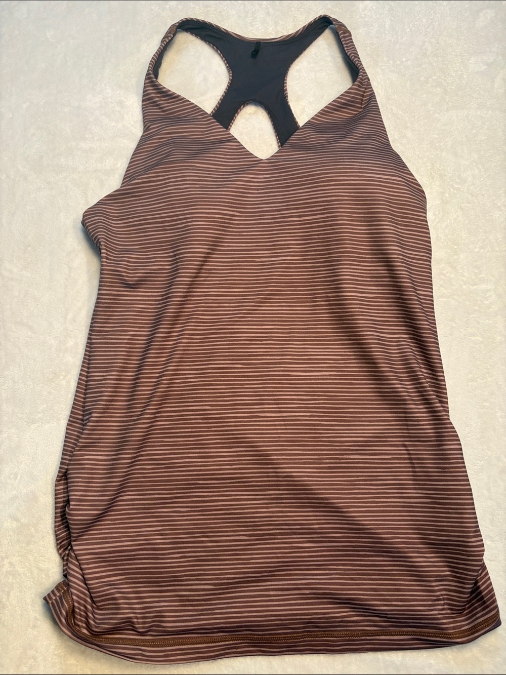 Prana Striped Racerback Athletic Yoga Tank in Taupe Brown Tones Size Small
